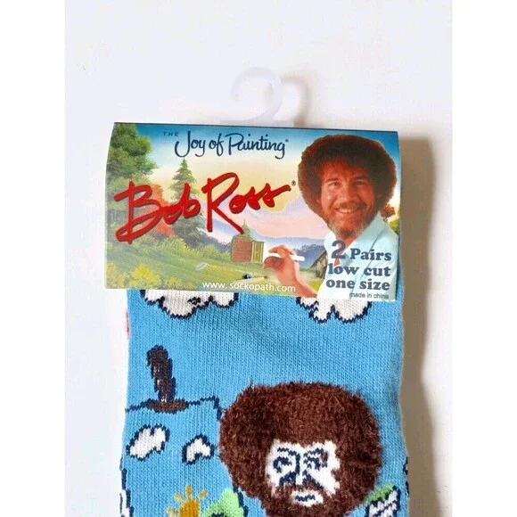 Bob Ross Low Cut Socks Men's 8-12 Multicolored 2 Pair - Picture 3 of 6